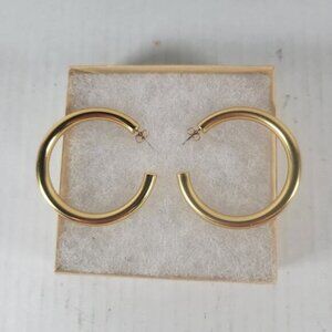 J.Crew Classic Feminine Timeless Gold Tone Tube 1 3/4" Hoop Earrings
